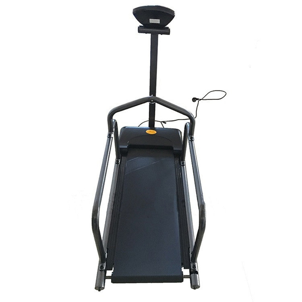 Black treadmill on a white background
