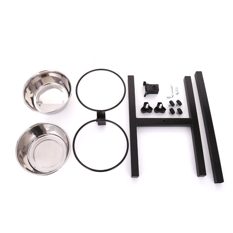 Set of metal bowls, rings, and other components on a white background