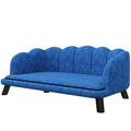 Blue sofa with black legs on a white background