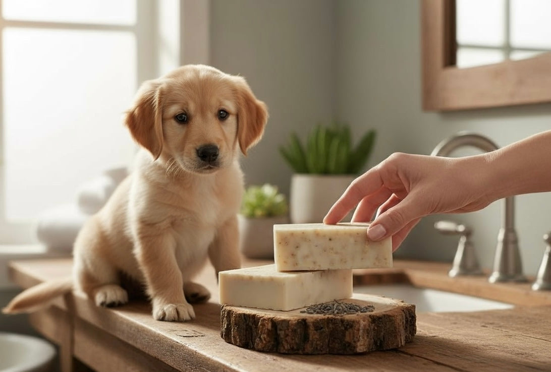 The Oatmeal, Lemongrass & Lavender Dog Shampoo Bar | House of Cura
