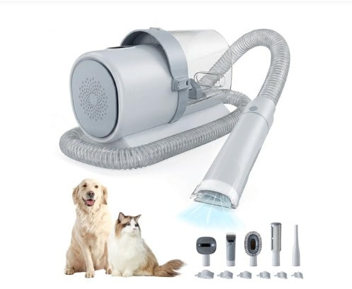 Pet grooming tool with attachments on a white background