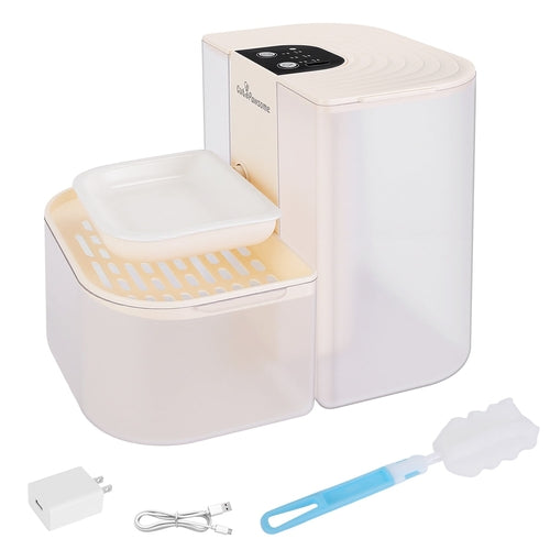 Pet step with grooming accessories on a white background