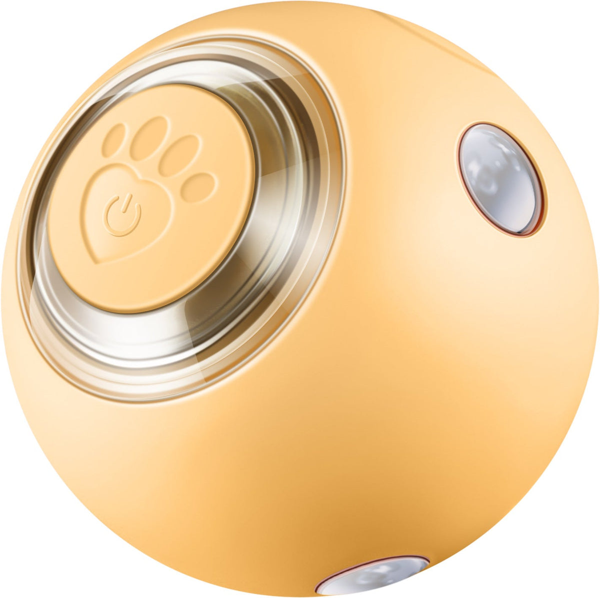 Yellow pet water bowl with paw print design on a white background