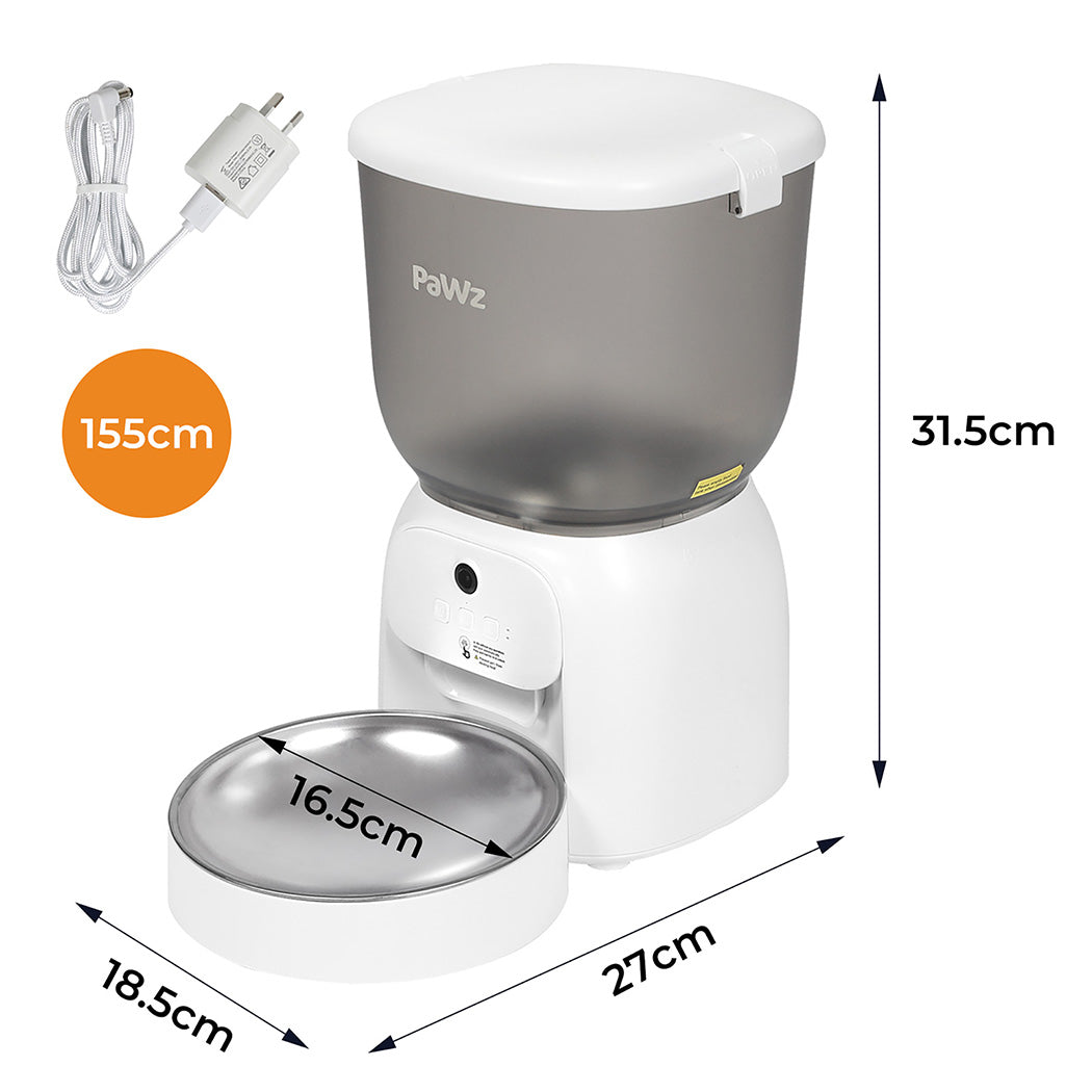 Pet food grinder with dimensions and cable length on a white background
