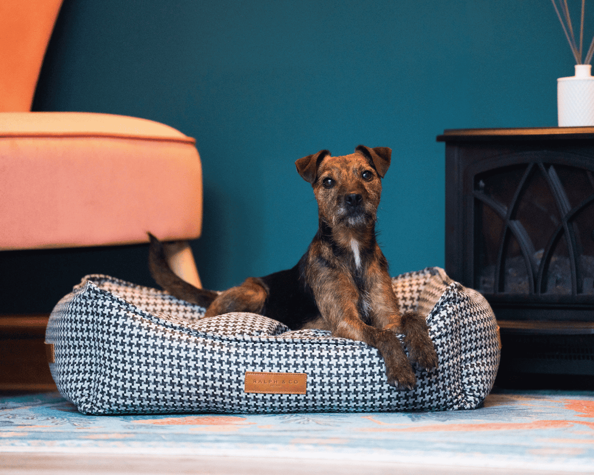 The Kensington Luxury Houndstooth Bolster Nest Bed | House of Terra
