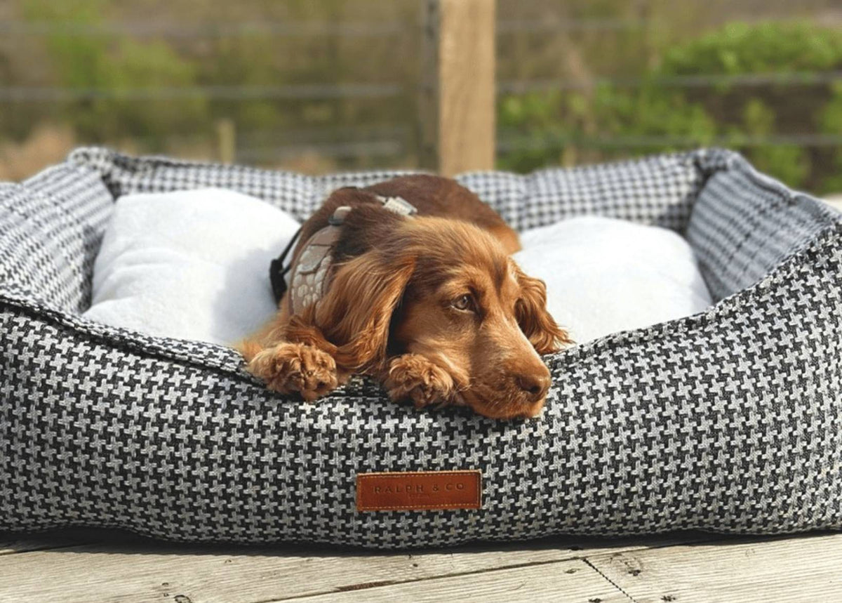 The Kensington Luxury Houndstooth Bolster Nest Bed | House of Terra
