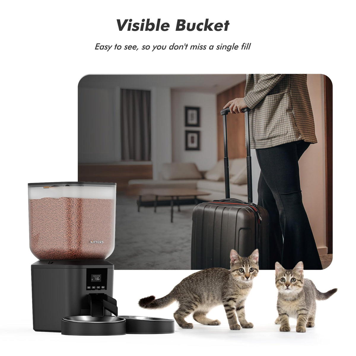 The Nityers 8L Dual-Tray Automatic Cat Feeder | House of Intel